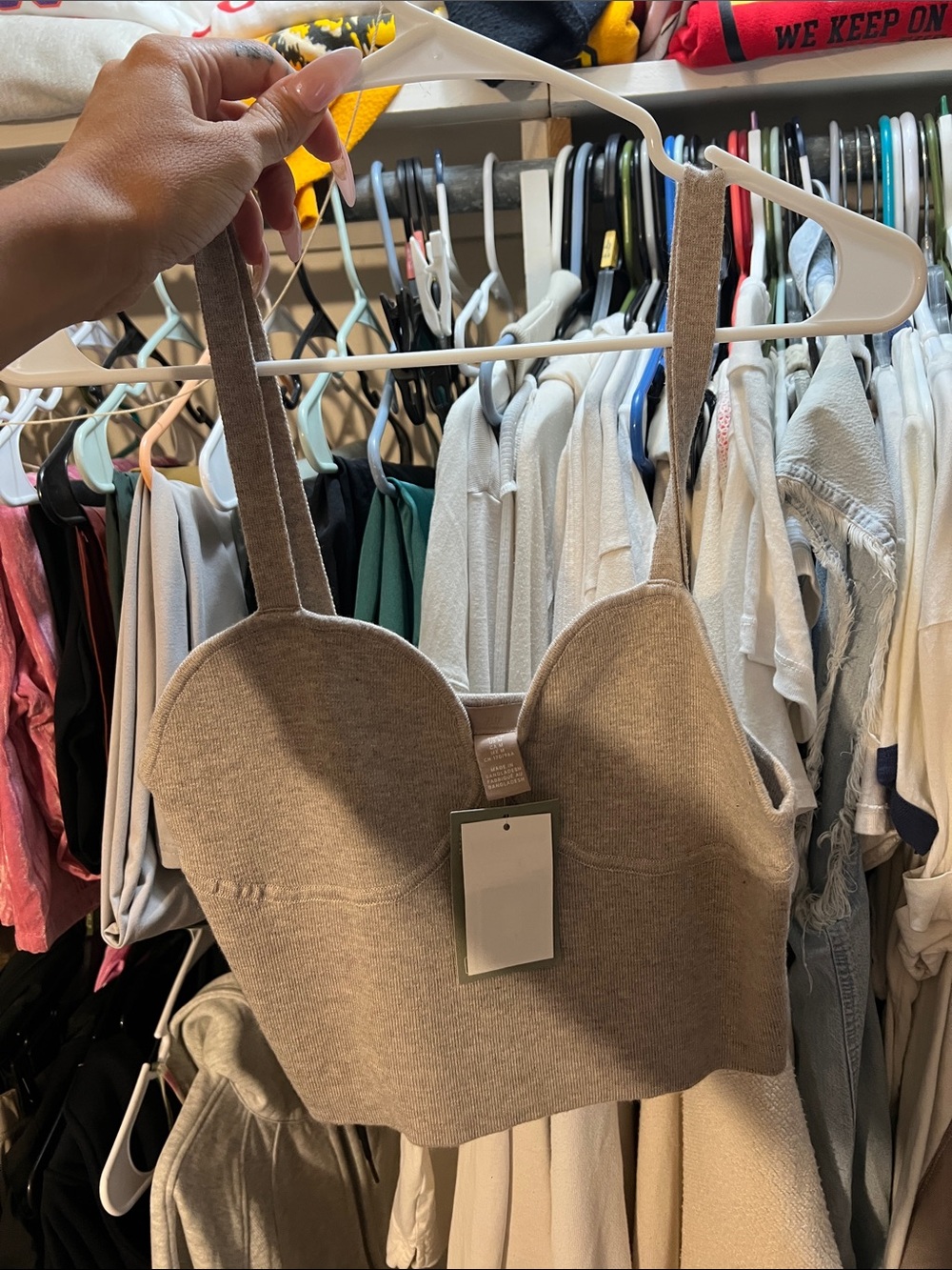 H&M Tan Knit Crop Cami Top